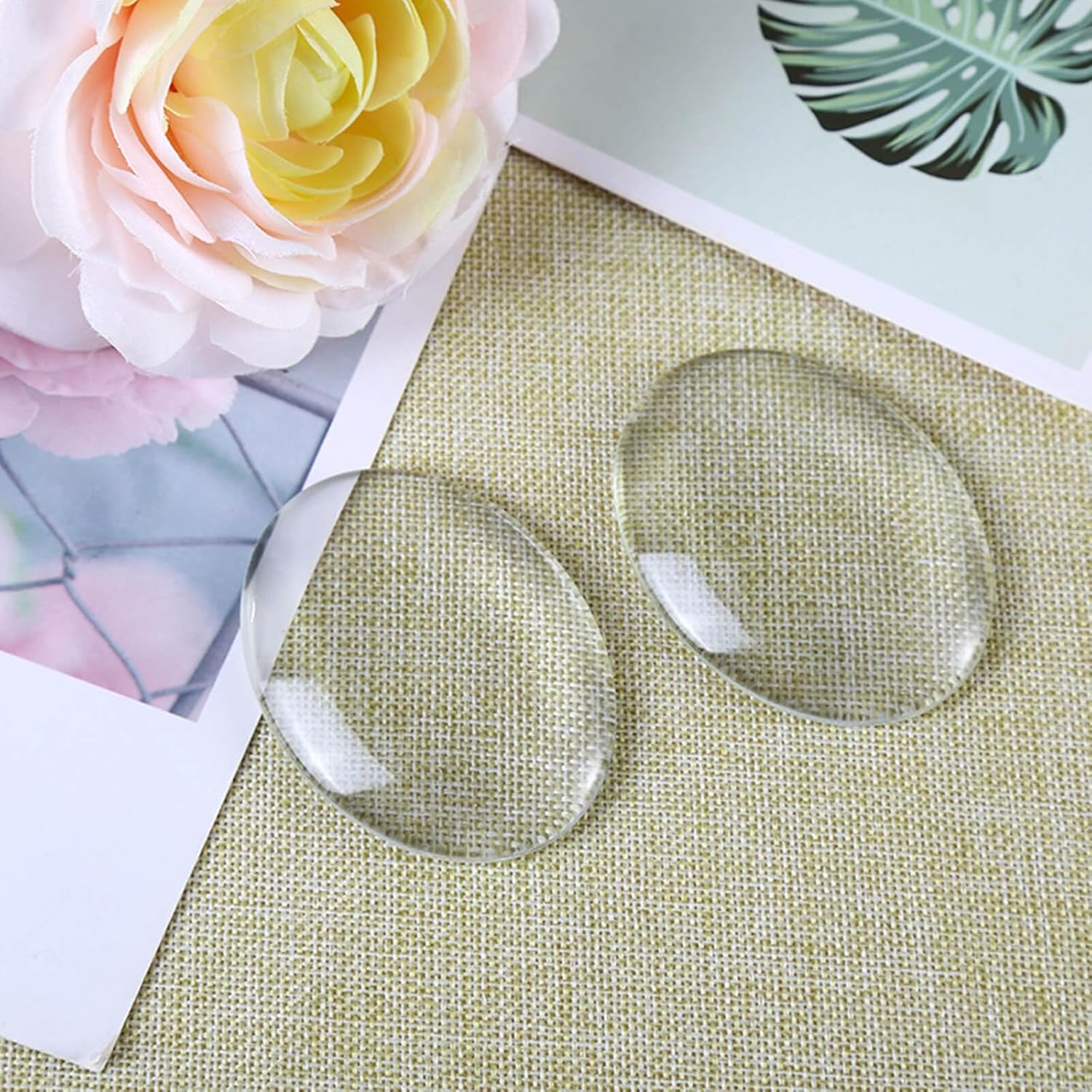 Dophee 10Pcs Oval Glass Cabochons, 40X30Mm Flat Back Clear Dome Tiles Cabochon, Dome Bead Cameo Cabochon Tile for DIY Craft Photo Pendants Rings Necklace Jewelry Making image number 5