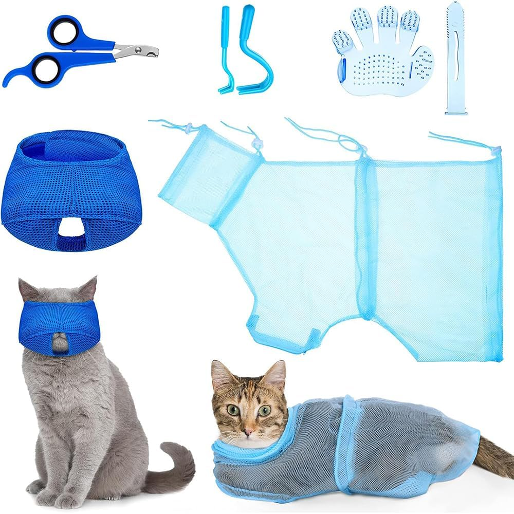 5PCS Cat Bathing & Grooming Set &ndash; Adjustable Anti-Scratch Cat Bathing Bag with Muzzle, Nail Clipper, Tick Remover, Grooming Brush, Pet Shower Mesh Kit for Cats, Dogs & Small Animals image number 5