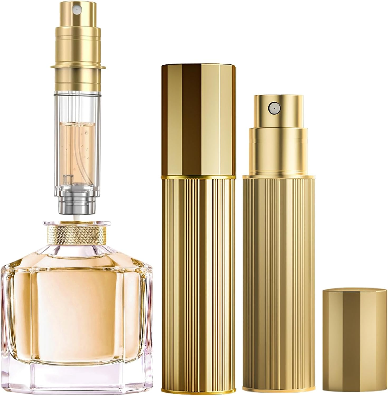 JOOMOKO Perfume Atomiser Refillable, 5 Ml Perfume Bottle, Empty Perfume Atomiser for Travel, Empty Perfume Atomiser Spray Bottle for Travel on the Go (Gold & Gold) image number 6