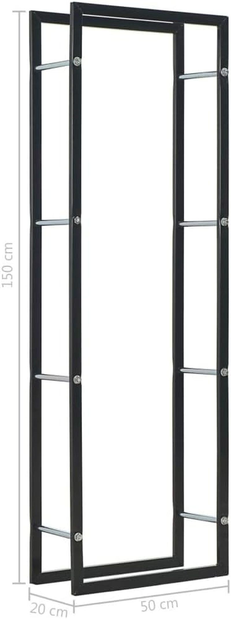 Firewood Log Rack Outdoor Indoor Steel Racks Firewood Holder Log Rack Hoop Metal Lumber Stacker Organizer for Wood Storage Storage Log Holder, Black 50X20X150 Cm