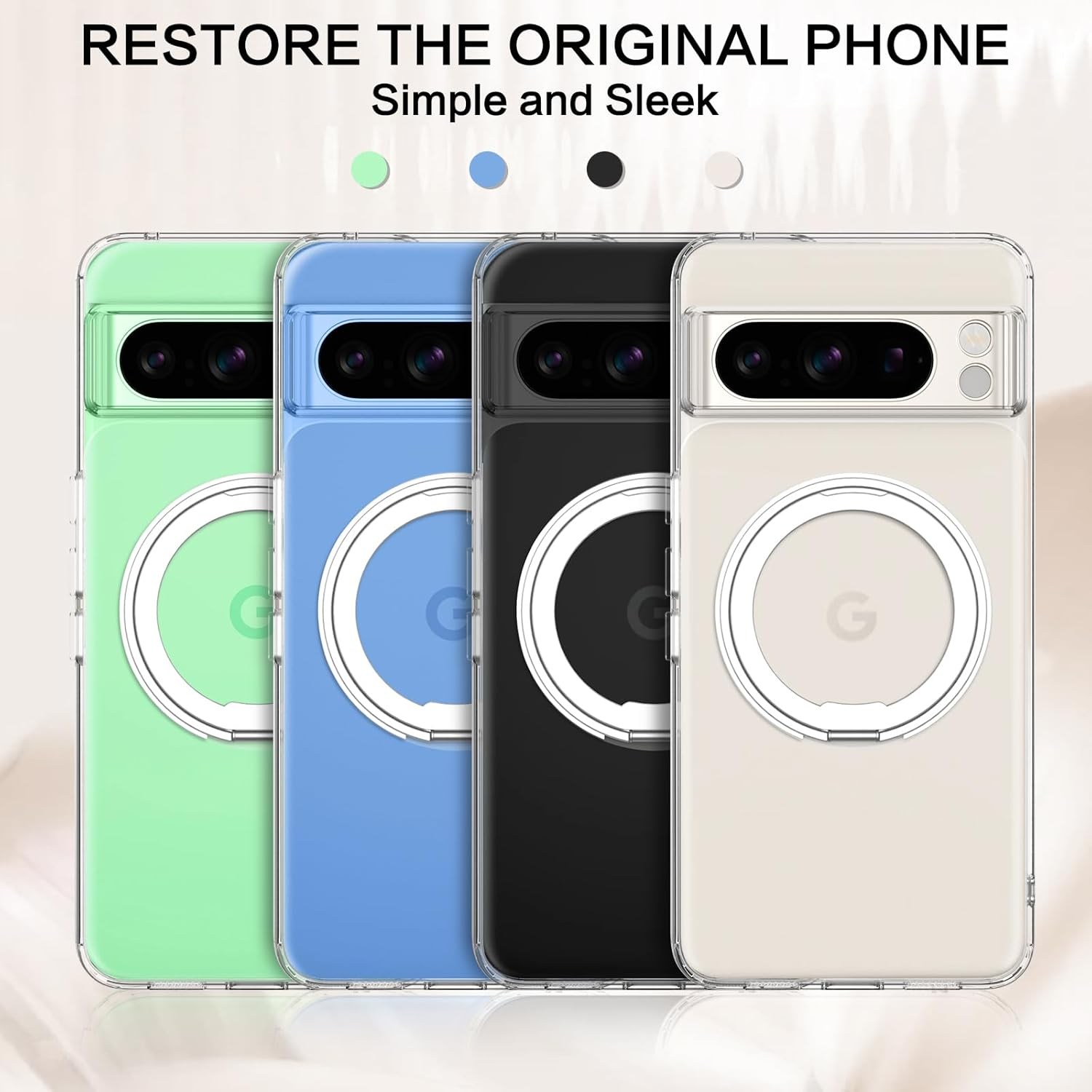 BENTOBEN Google Pixel 8 Pro Case, Magnetic Slim Phone Cases with Ring Holder [Compatible with Magsafe] 360&deg; Rotatable Stand,Shockproof Drop Safe Full Body Protective Cover for Google Pixel 8 Pro,Clear image number 3