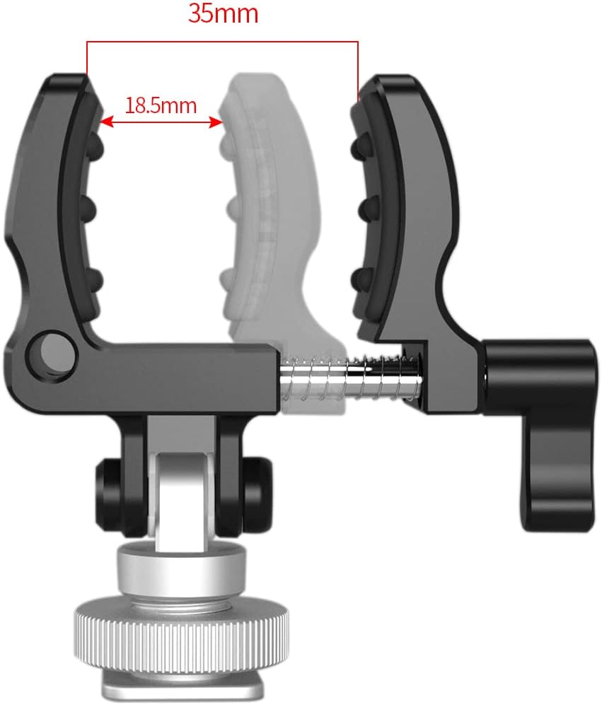 Niceyrig Shockproof Shotgun Microphone Holder Aluminum Alloy Clamp with Cold Shoe Adaptor, LED Flashlight Holder (18-35 Mm) image number 5