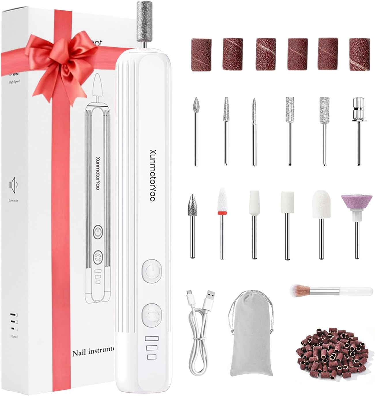 Xunmotoryao Electric Nail Cutter Professional Electric Nail File for Gel Nails USB Rechargeable 20000 Rpm Manicure Pedicure Set Pink image number 5