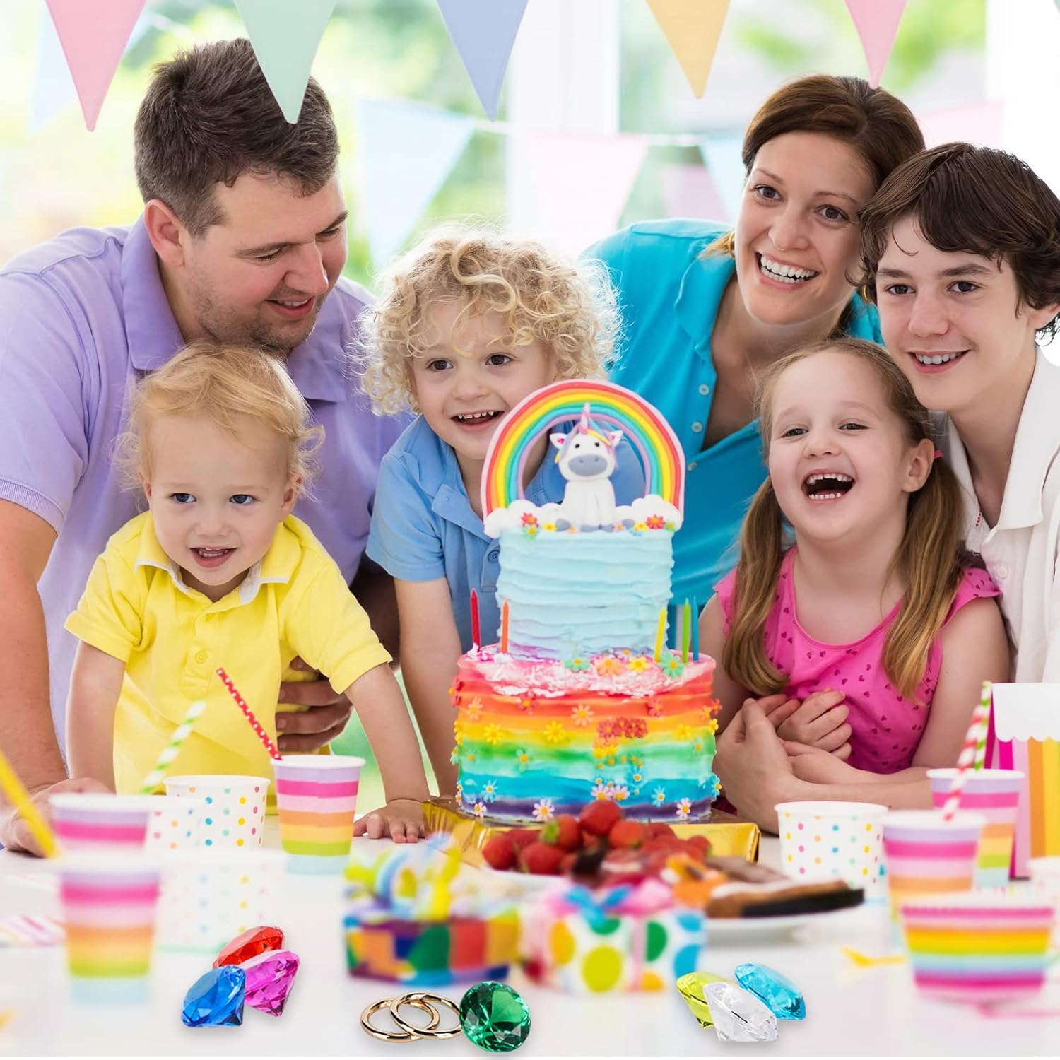 ZCYSRLQIN 12 Pcs Chaos Emeralds Gold round Ring Set Acrylic Diamond Gemstone Jewelry Alloy image number 3