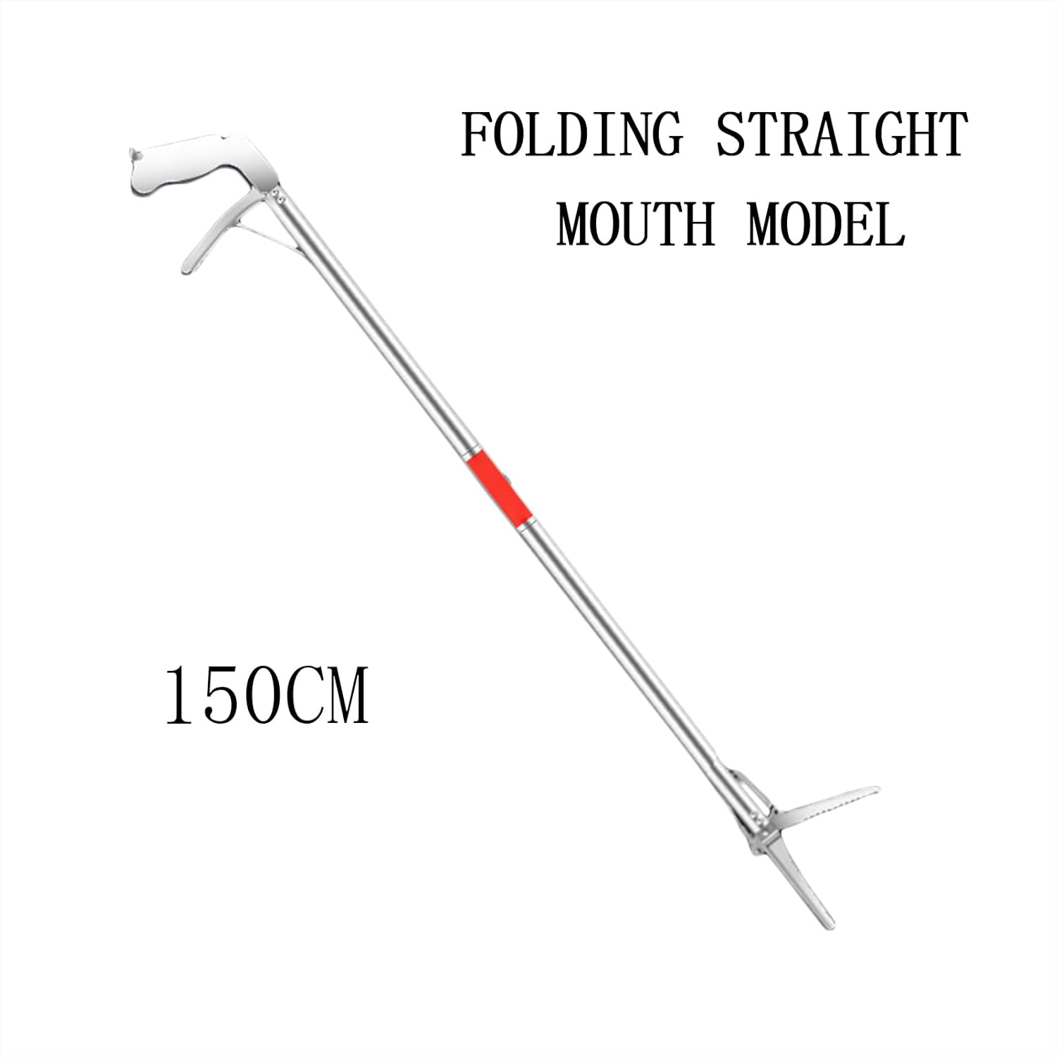 Snake Tongs, 120Cm/150Cm Extra Long Snake Grabber Tool, Collapsible Reptile Snake Tongs, Stainless Steel Snake Catcher Stick, Snake & Reptile Hook Wide Jaw Pick-Up Handling Tool 1.5M Straight Clip