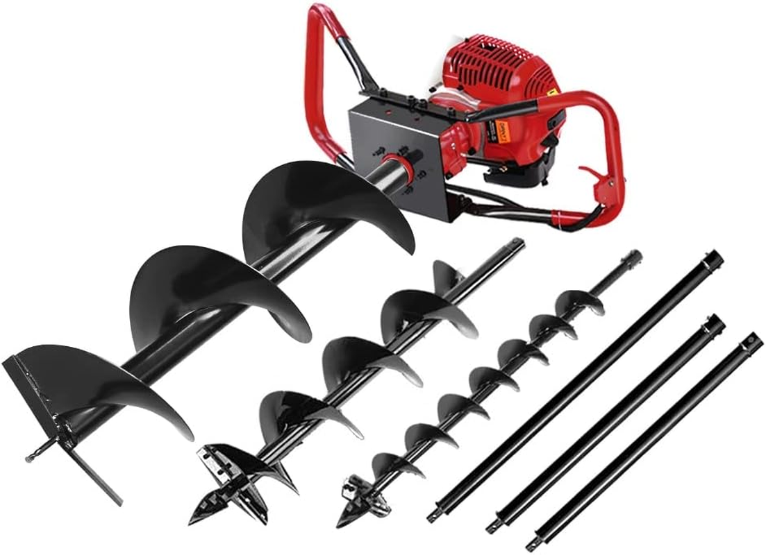 Giantz Post Hole Digger 65Cc Garden Auger Ground Drill Bit Set Power Tools Hand Tool Gardening Accessories Gifts for Seedlings, Flowers Plant Fence Extension, 3M Depth 100/200/300Mm Diameter image number 1