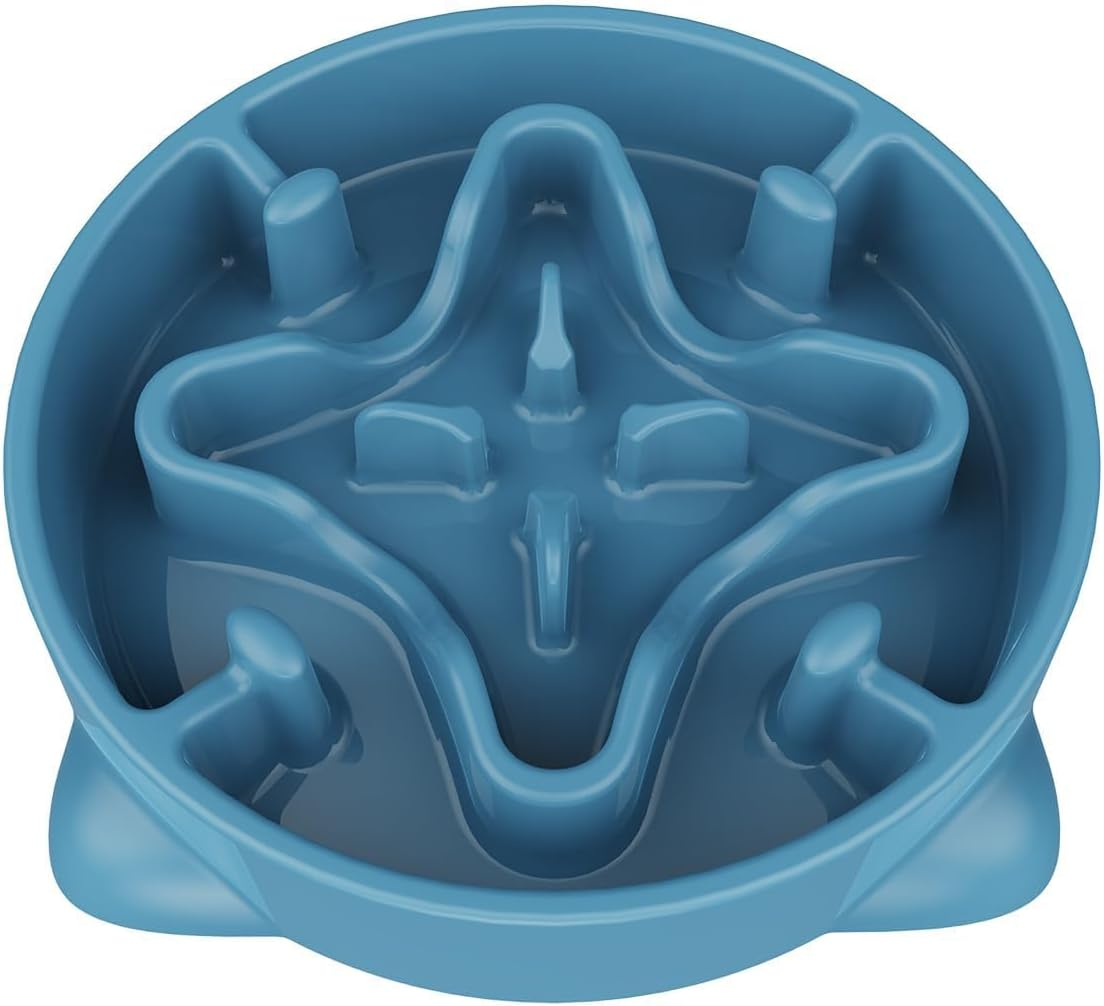 Slow Feeder Dog Bowls Small Breed, Dog Food Bowl Small Anti-Choking Bloat Stop Puzzle Healthy Eating Bowl (Gray, 1 Cup)