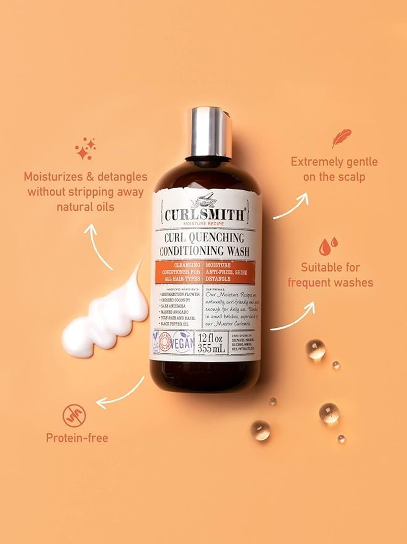 CURLSMITH - Curl Quenching Conditioning Wash - Vegan Cowash 2 in 1 Conditioner and Shampoo for Wavy, Curly and Coily Hair (3Oz) image number 4