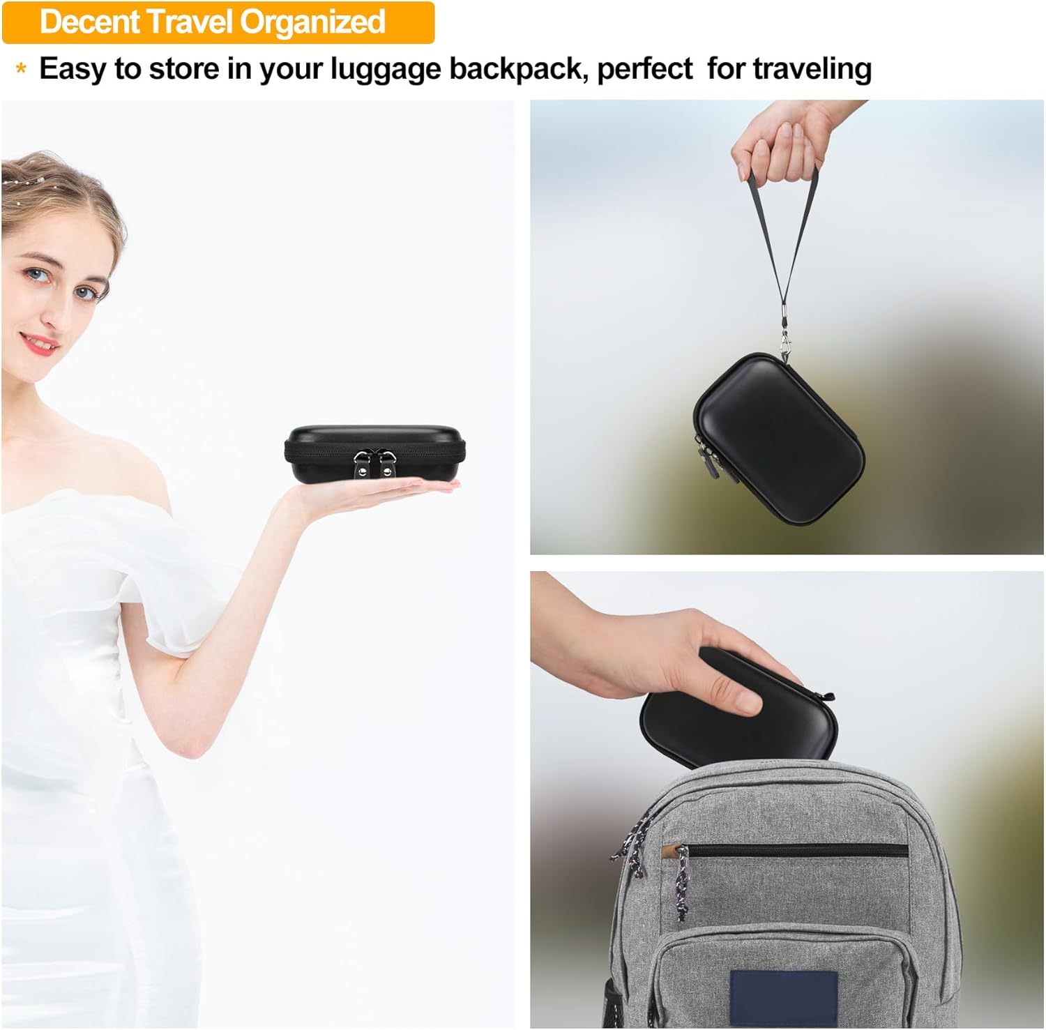 Elonbo Camera Carrying Case for Kodak PIXPRO FZ55 / FZ53 / FZ45 / FZ43 16MP Digital Camera, Vlogging Camera Storage Holder Trave Bag, ​Mesh Bag Fits Batteries, Cable, Memory Card, Card Reader, Black - Grey image number 5