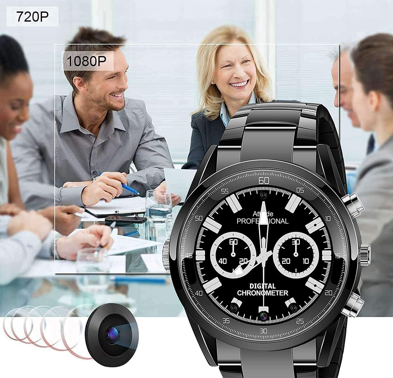 Menborn Compact Camera Spy Camera Clock Type Infrared Motion Detection Camera 32 GB image number 3