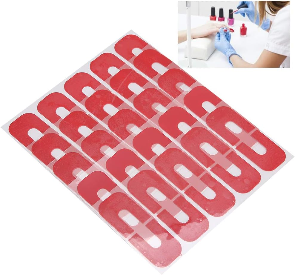Riuulity Peel off Nail Tapes, Nail Art Skin Barrier Sticker Nail Polish Protector Cover, Prevent Nail Polish Overflow with Waterspout, 50PCS Peel off Tapes Nail Sticker for Home image number 3