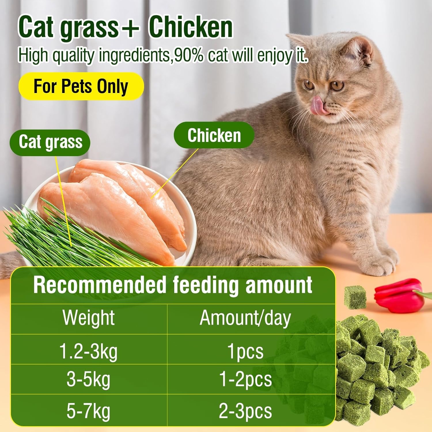 50G Cat Grass Teething Treat, Delicious Cat Grass Teething Snack Edible Cats Chew Toy for Teeth Cleaning and Hairball Removal in Cats image number 6