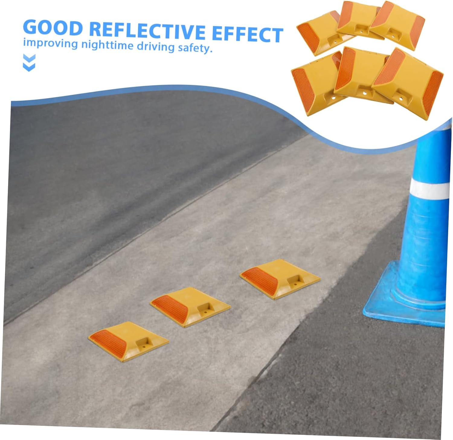 Optimal Night Visibility 6Pcs Reflective Road Markers Easy to Install Pavement Reflectors for Safe Driving image number 5