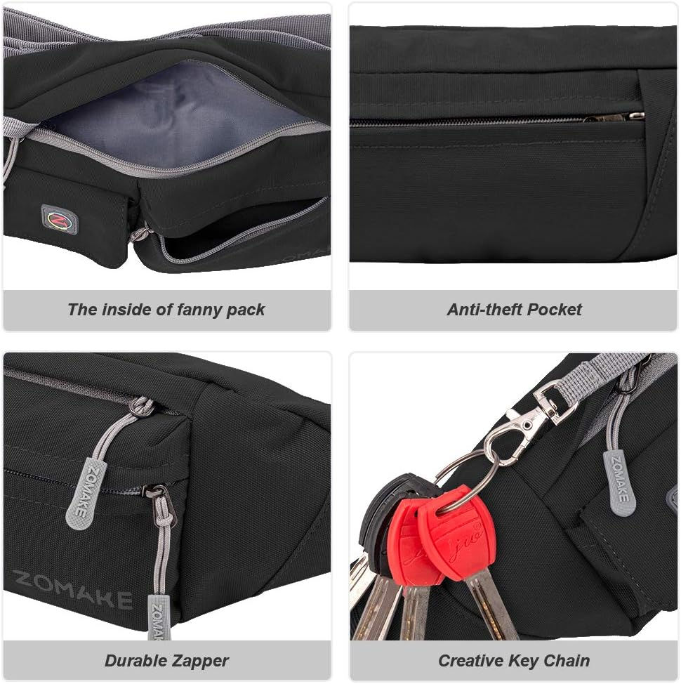 ZOMAKE Fanny Pack Slim Belt Bag Water Resistant Waist for Men and Women,Running Cycling - Glaucous image number 5