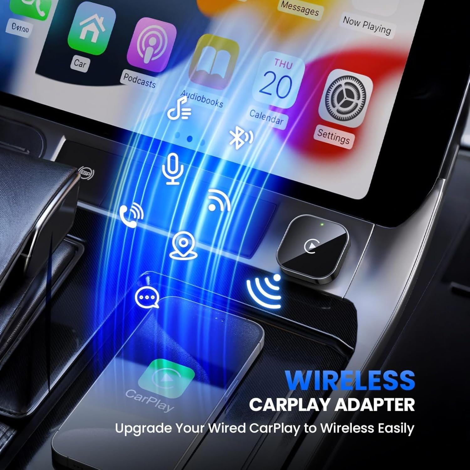 Wireless Carplay Adapter 2025 Upgrade Wired to Wireless, Mini USB Design for Cars with Built-In Wired Apple Carplay Plug and Play Stable Connection Car Play for Iphone 6+, Android 11+ (2017+ Cars) image number 1