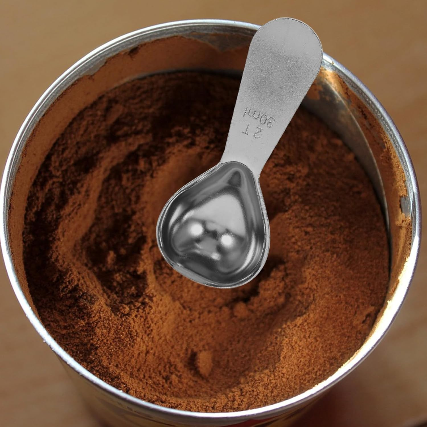 HOUDERCO 2Pcs Stainless Steel Coffee Scoops 2-Tablespoon 30Ml Measuring Spoons Short Handle for Coffee Beans, Tea, Powdered Milk and Seasoning, Kitchen Baking Ingredient Scoopers image number 3