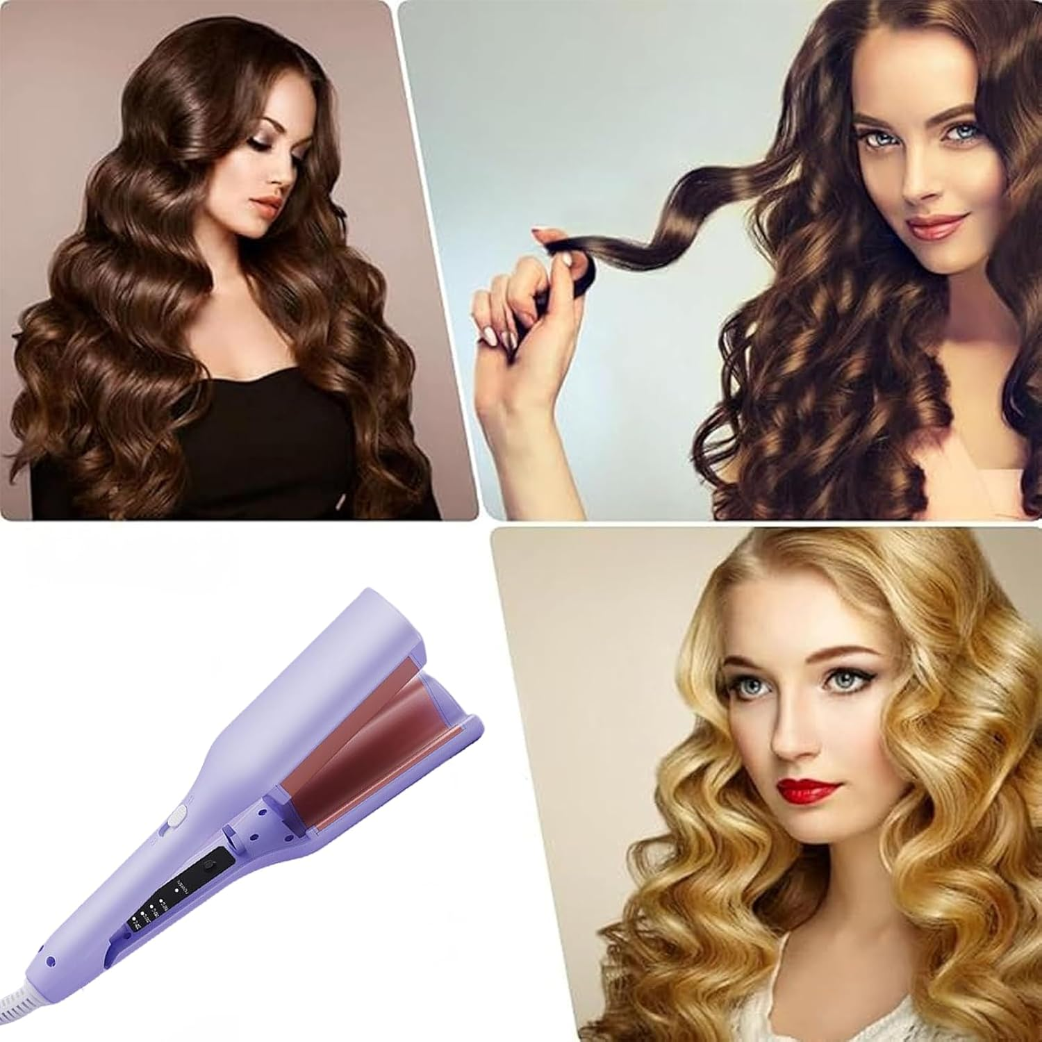 Long Hair Curling Iron | Portable Negative Ion Hair Styling Tool,Adjustable Temperature Hairstyling Tool for Home Salon Travel Wedding Party Hairstylists Mothers College Students Wives Women - Purple image number 4