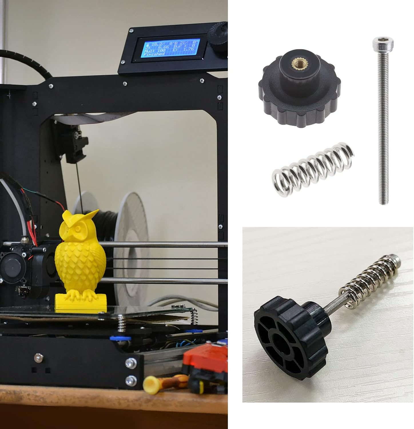 Emsea 4 Sets Hand Twist Leveling Nut & Hot Bed Spring & M3X47.5Mm Screw Leveling Adjustment Kit for Most 3D Printer Hot Bed/Platform image number 2