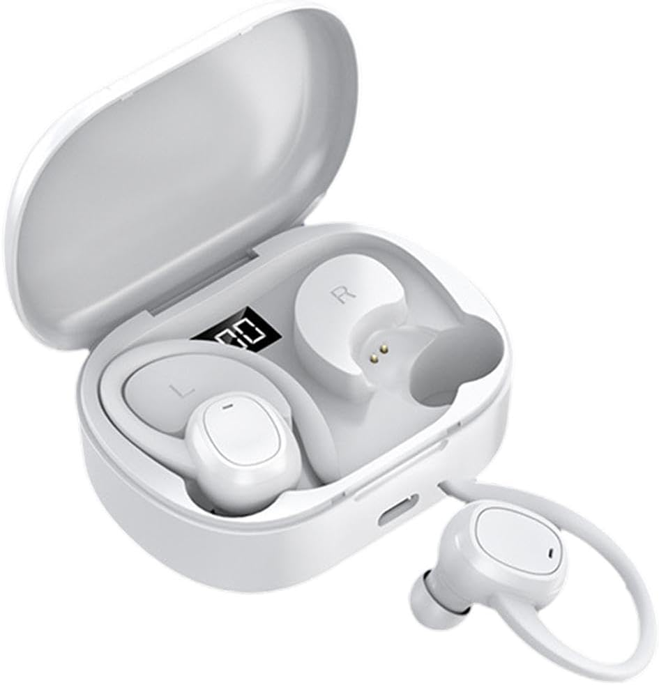 Bluetooth Headphones Ear Hooks Stereo V5.3 Earbuds for Sports Working Gaming White image number 5