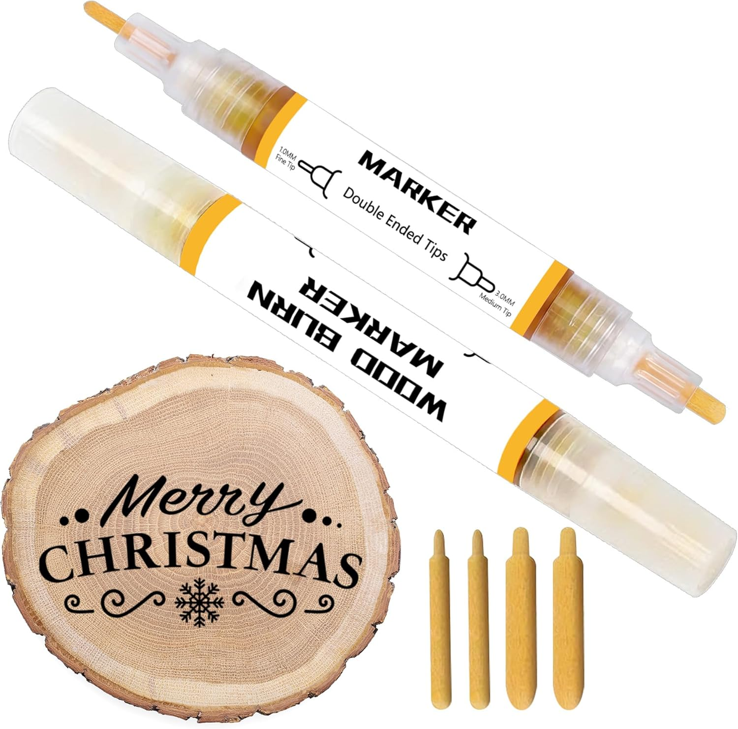 1DFAUL Wooden Burning Marker, 2PCS Scorch Pen for Wood Burn, Double Sided Art Wood Burn Paste Marker, Accurately & Easily Burn Designs on Wood & Crafts, Suitable for Beginners DIY Wood image number 2