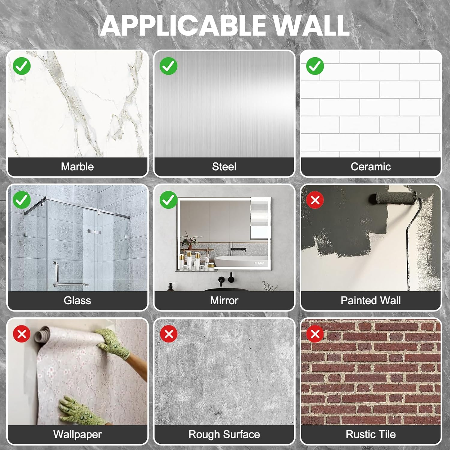 EHORIA 3-In-1 Quadrate Dispensers for the Shower, Shower Soap, Conditioner, Shampoo, No Drilled Wall Mounted, Black - Black Set Of 2 image number 5