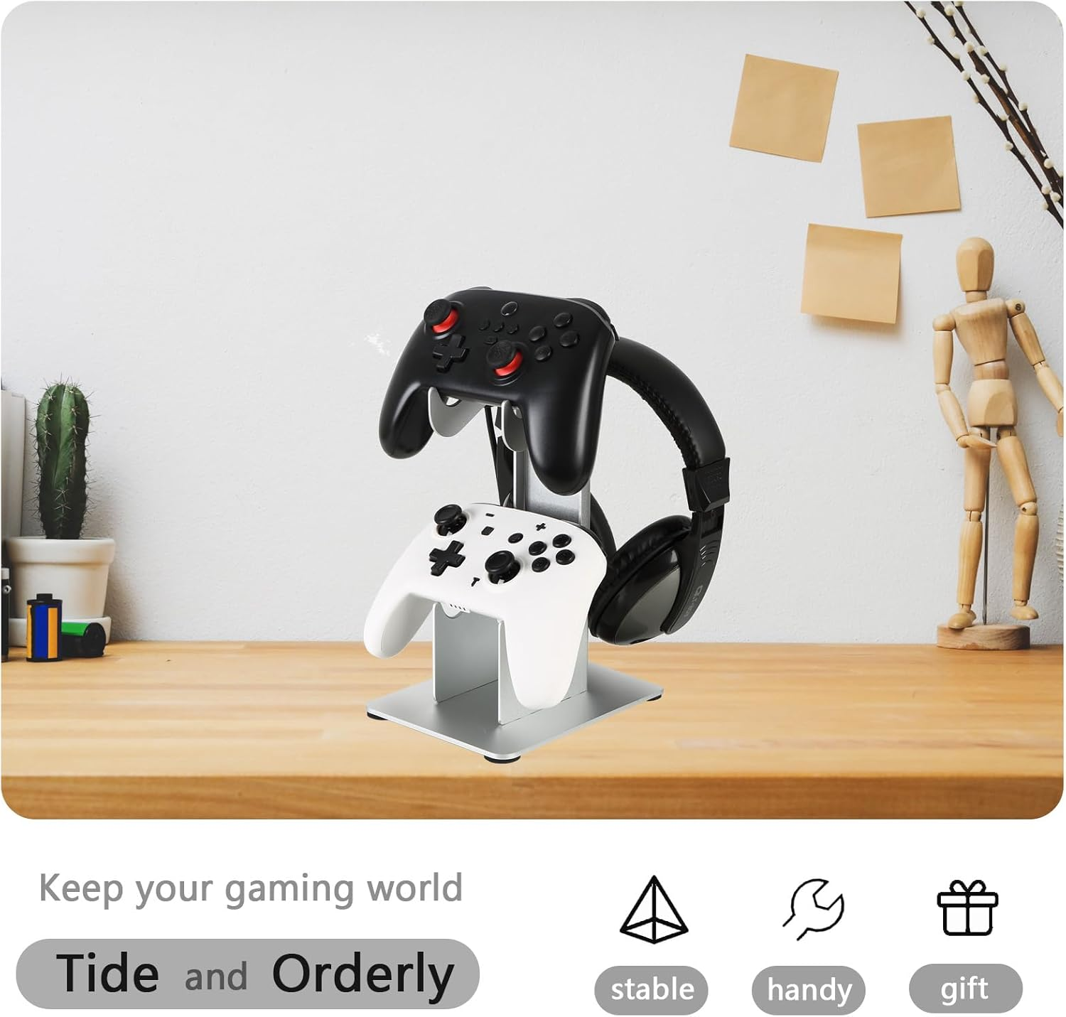 Controller Holder 3 Tier, Controller and Headset Stand for Gaming Desk, Stronger Snap-On Construction Hanger for All Universal Gaming PC Accessories image number 1