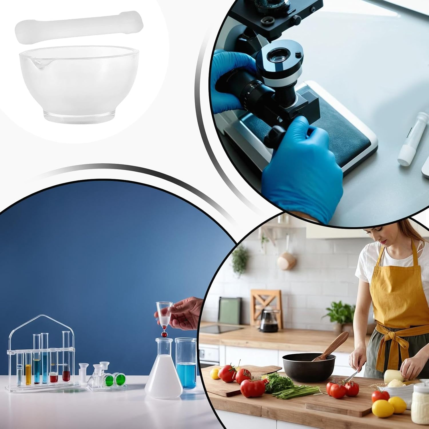 4 Set Pestle and Mortar Set - Glass Seasoning Grinder Bowl - Handheld Seasoning Mills Grinder - Pill Crusher | for Crushing and Grinding Herbs and Spices with Ease image number 3