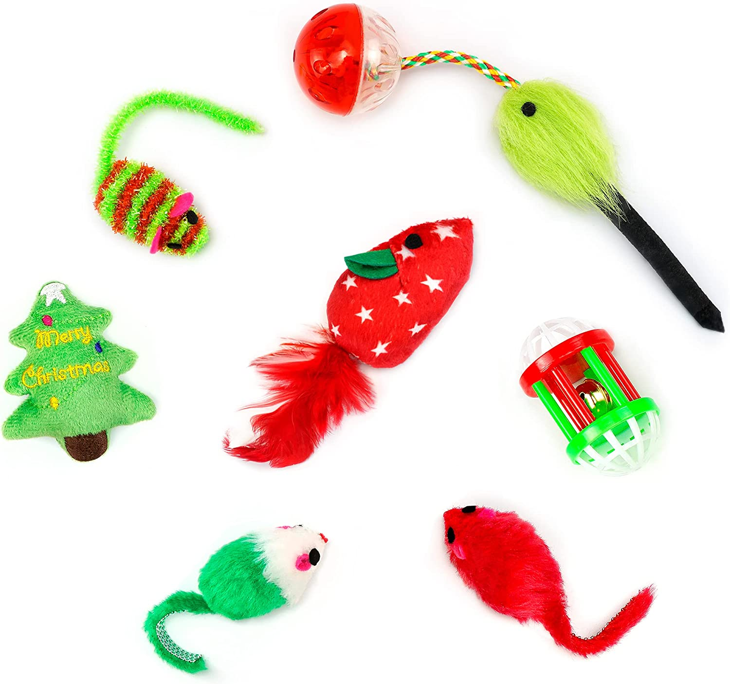 Chiwava 17 Pack Christmas Cat Toy Gifts Bag Set Assorted Toys Variety Pack Kitten Interactive Play