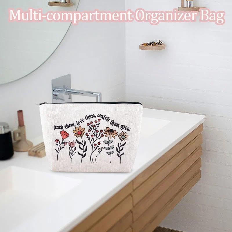 Appreciation Gifts for Teachers Thank You Makeup Cosmetic Bags Presents for Tutor Principal Thanksgiving Holiday Presents for Teacher Graduation Back-To-School Present for Colleague Coworkers - Multicolor Flower image number 6