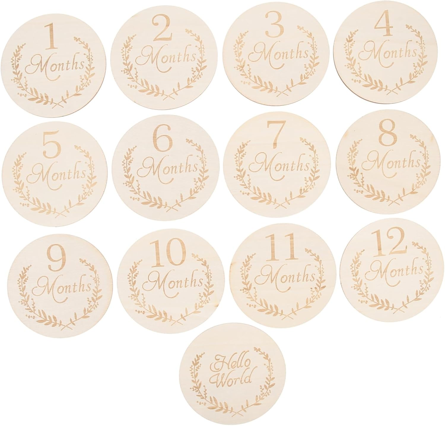 LIGHTAOTAO 13Pcs Wooden Slices Infant Monthly Milestone Cards Baby Growth Signs Natural Wood 100Mm for Newborn Photography and Baby Monthly Tracking image number 5