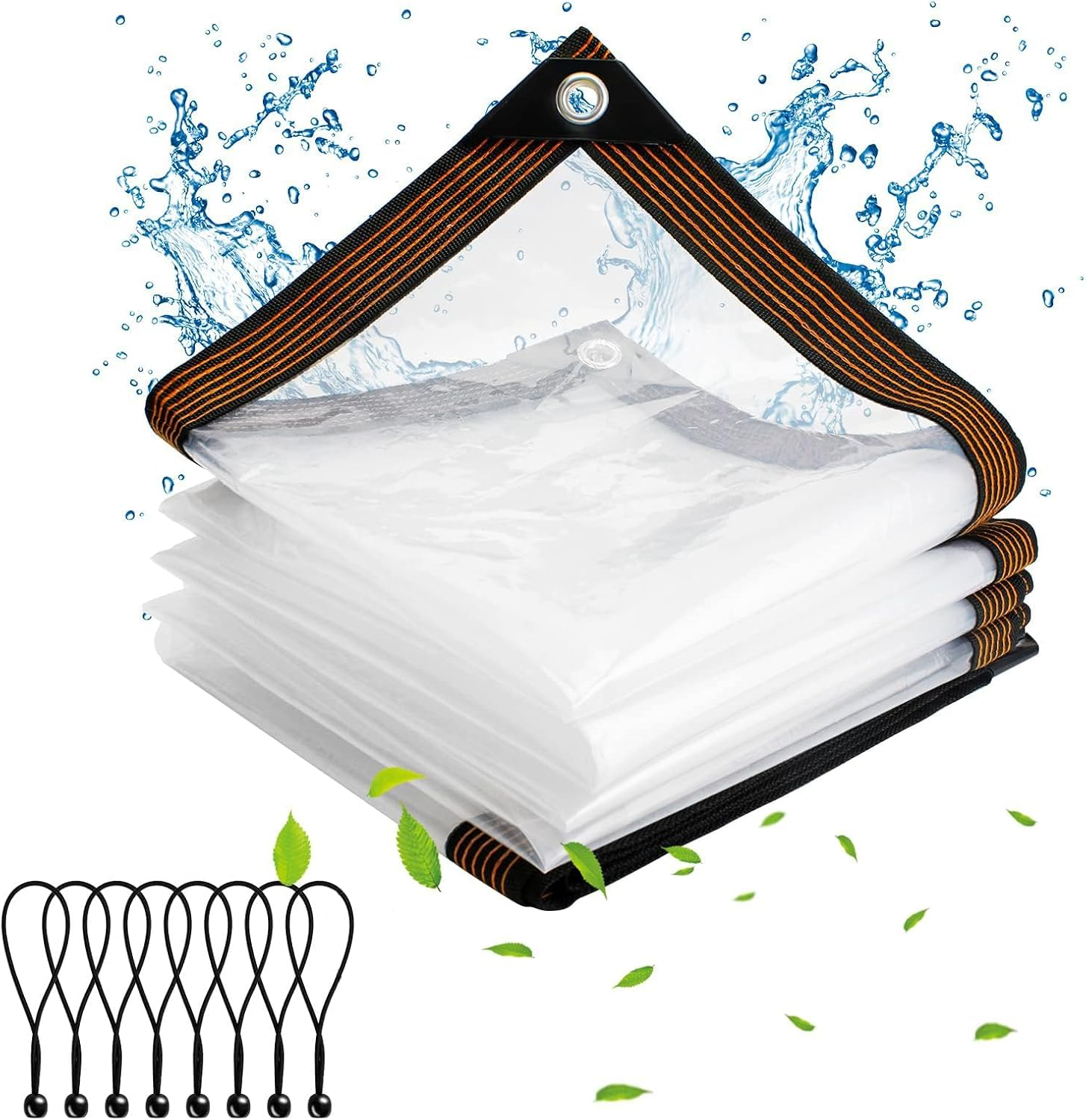 MLUOTALY Thicken Clear Tarp Waterproof, Transparent Heavy Duty Tarpaulin with Eyelets and Elastic Band, Clear Vinyl Tarp for Patio, Gazebo, Terraces, Wind Protection (2 * 4M) image number 1