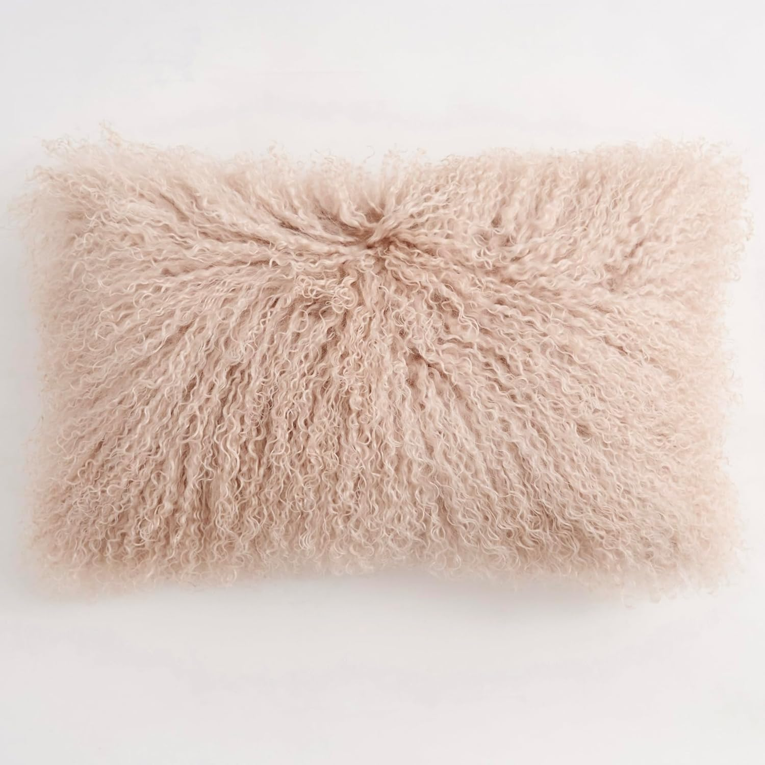 Genuine Mongolian Lamb Fur Pillow Cover &ndash; 30X50Cm Soft Curly Wool Cushion Case &ndash; Luxurious Decorative Accent for Sofa, Bed, or Chair (Dusty Pink) image number 6