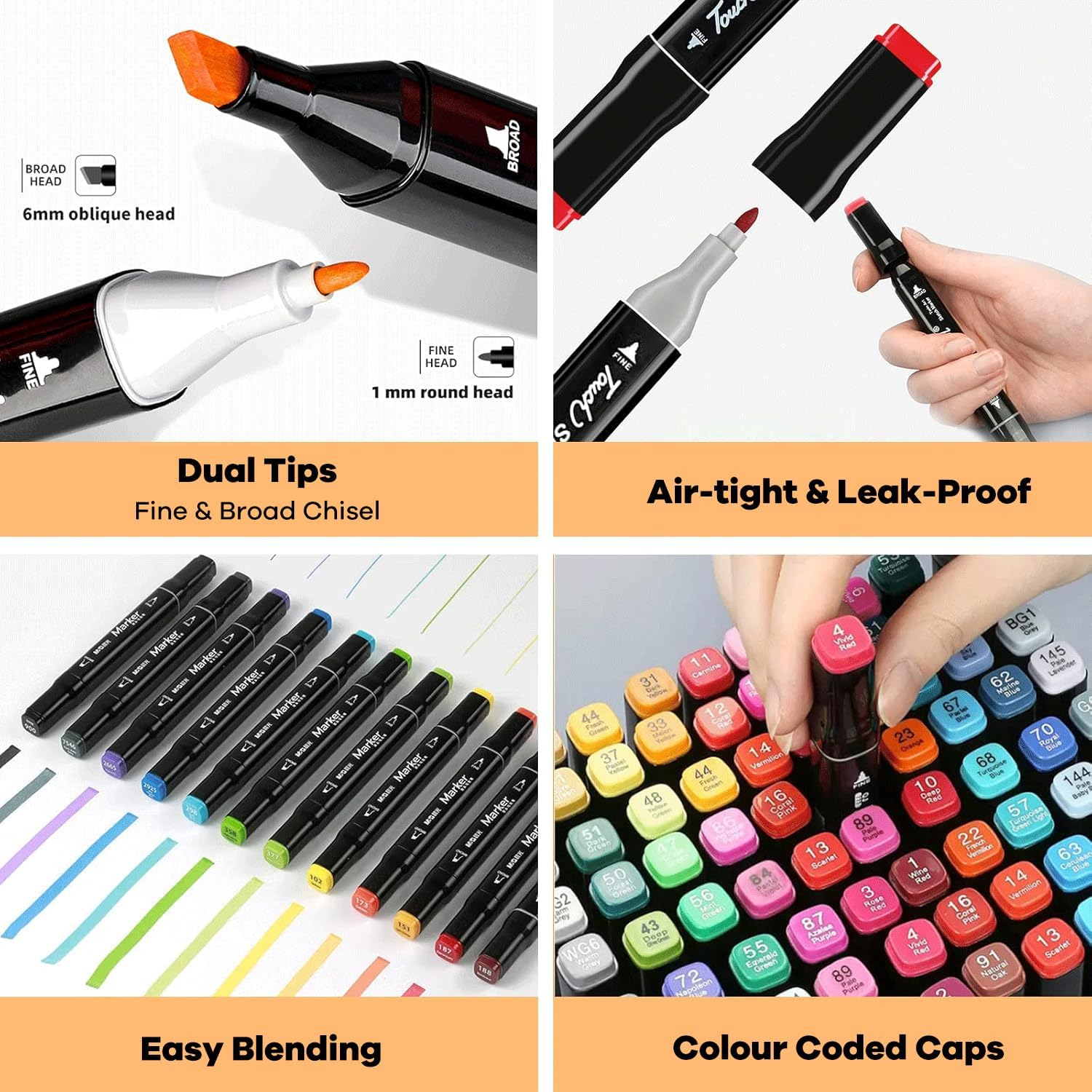 Alcohol Markers, 262 Colours Fine Dual Tips Art Markers, Alcohol Based Permanent Colouring Markers Drawing Pens for Kids Adults Artist Calligraphy Sketching Bullet Journal image number 4