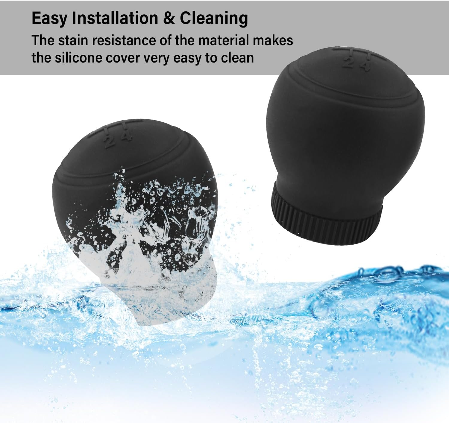 2PCS 5 Speed Car Gear Shift Cover,Anti Slip Silicone Shift Knob Cover Car Decorations Protects Shift Knobs,Universal Manual Shifter Cover Car Accessories Interior (Black)