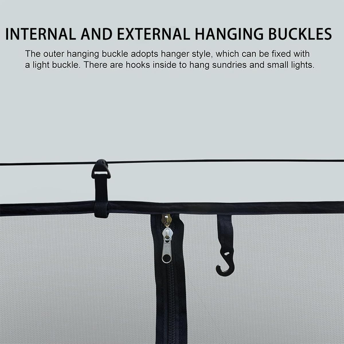 AIMALL Separate Mosquito Net Cover for Hammock, Anti-Mosquito Outdoor Net with Zipper and Hooks, Durable, 6M Hanging Rope for Outdoor Camping and Travel, No Hammock Included - Grey image number 5