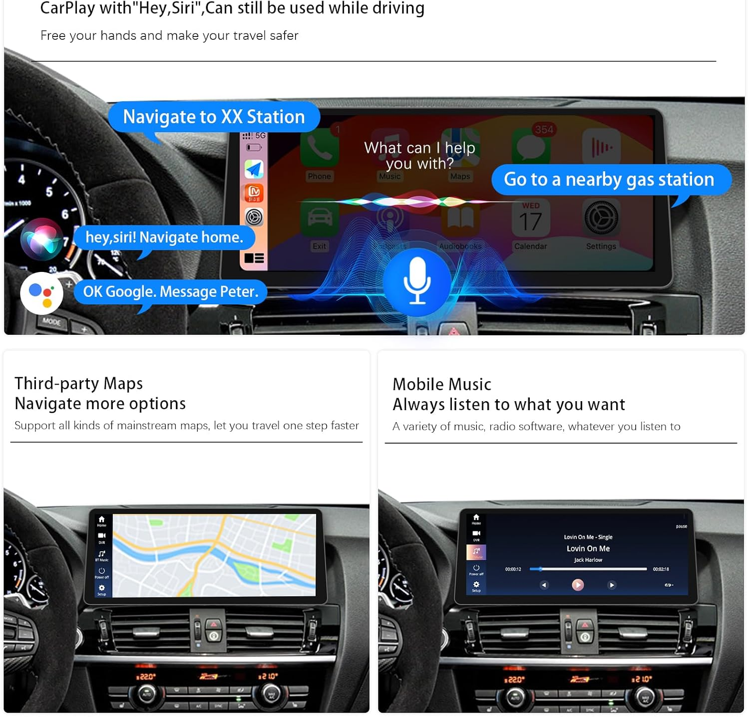 Ultra Slim 12.3 Inch 1920 X 720 Car Stereo for BMW X3 F25 2010-2013 CIC Carplay Android Car Radio Multimedia Audio Upgrade Touchscreen Bluetooth (Linux CIC System)