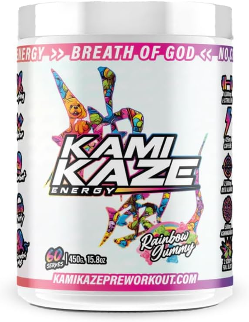 Kamikaze Pre Workout | High Energy Pumps | 30 Serves (Rainbow Gummy) image number 3