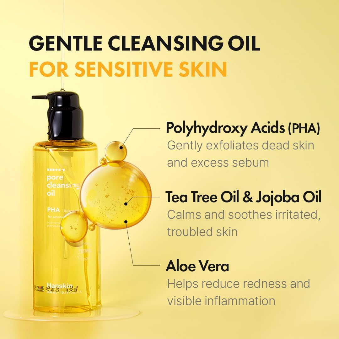 (PHA - for Sensitive Skin) - HANSKIN Cleansing Oil Cleanser Blackhead Facial PHA Moisturiser Sensitive Skin Nature Organic (300Ml) image number 3