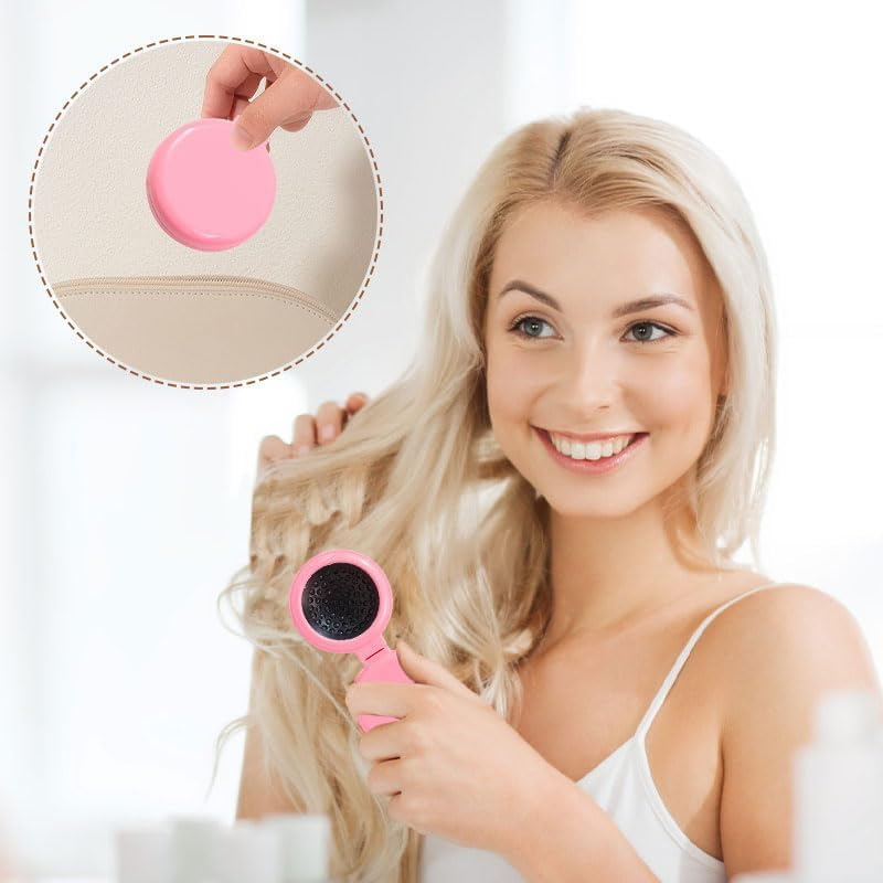 2Pcs Mini Foldable Hair Brush, Scalp Massage Function round Pocket Hair Brush for Travel, Home, and Office Use (White) - Black image number 5