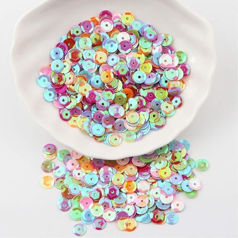 CCINEE 6Mm Loose Sequins,Bulk 24 Rainbow round Cup Sequins for Sewing Craft Nails Decorations (192Gram) image number 2