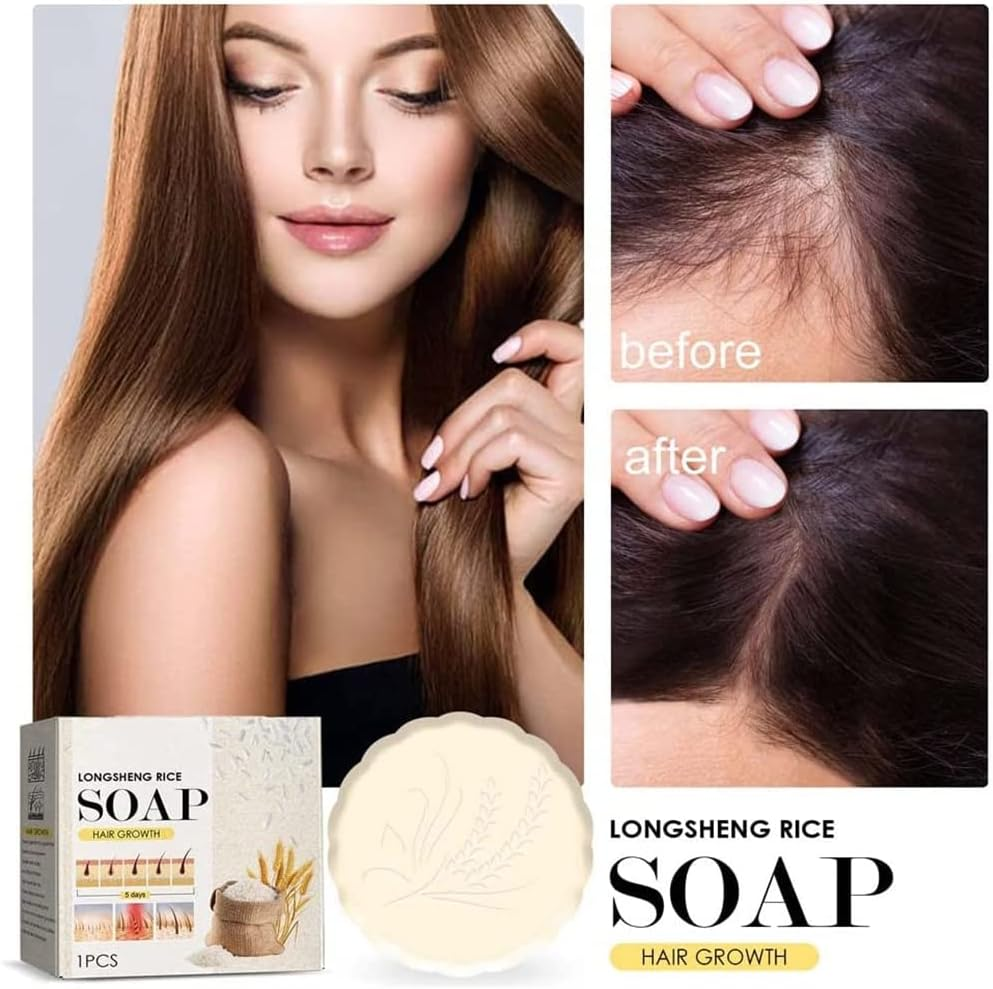 Shampoo Bar,Anti Hair Loss Rice Shampoo Soap,2 in 1 Fermented Rice Water for Hair Growth Solid Shampoo Bar,Nourish Dry Damaged Hair Repair (1Pcs) image number 1
