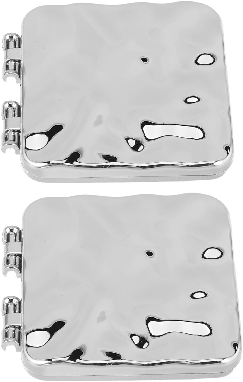 Iplusmile 2Pcs Electroplated Silver Compact Mirrors for Women, Portable Small Folding Pocket Makeup Mirrors for Travel and Handbag Use
