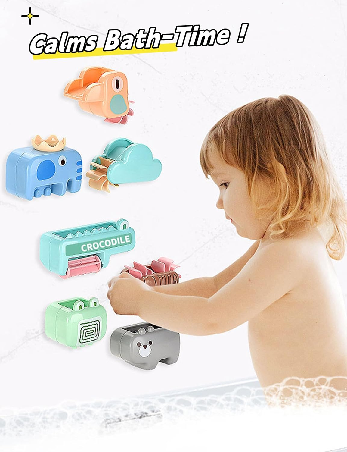 Bath Toy Set for Toddlers,Kids Bath Toys Baby Bathtub Toys with Gift Box for Girls Boys,8Pcs Animal Water Play Toys with Suction Cups,No Battery Needed,Fun Water Flow Modes image number 2