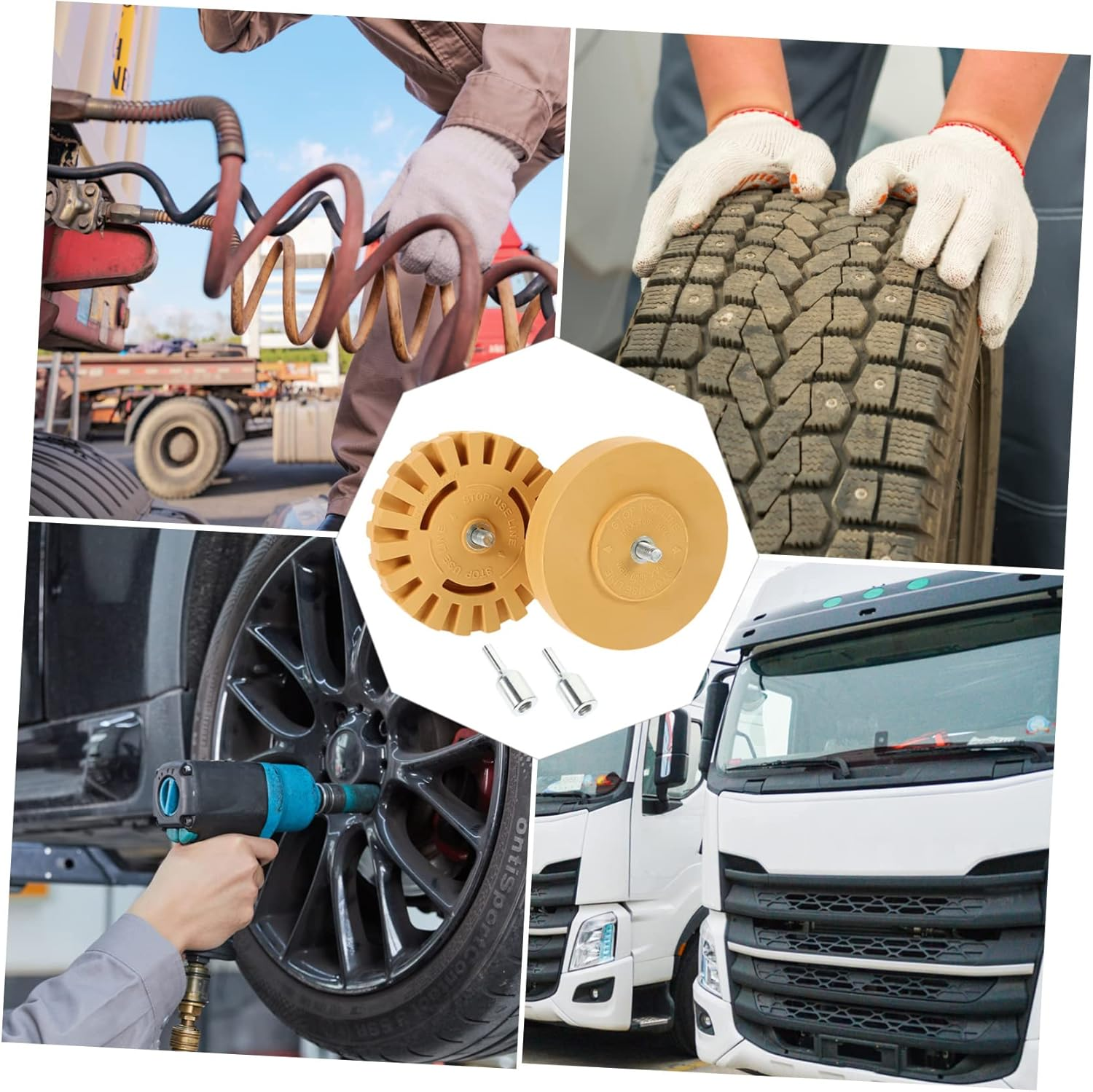 HOMSFOU Rubber Eraser Wheel Sticker Remover 2Pcs 100Mm 20Mm Automotive Adhesive Remover for Car Detailing Tools, Pneumatic Decal Removal Pads Compatible with Vehicle Paint Surface image number 1