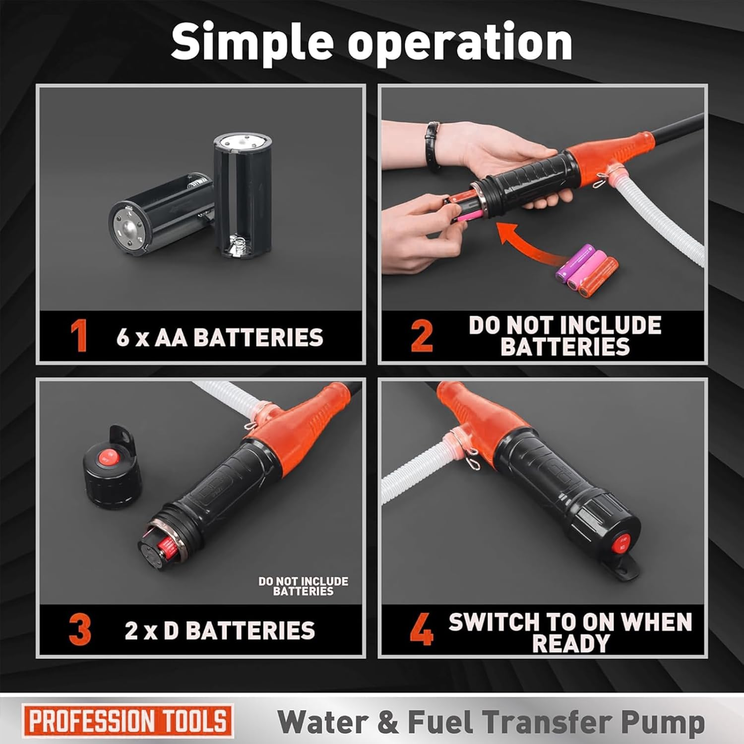 Qioon Fuel Transfer Battery-Operated Siphon Pump for Gas, Diesel, and Water, 2.4 GPM Flow, Portable Multi-Use Hand Fuel Transfer Pump for Easy Oil Extraction image number 2