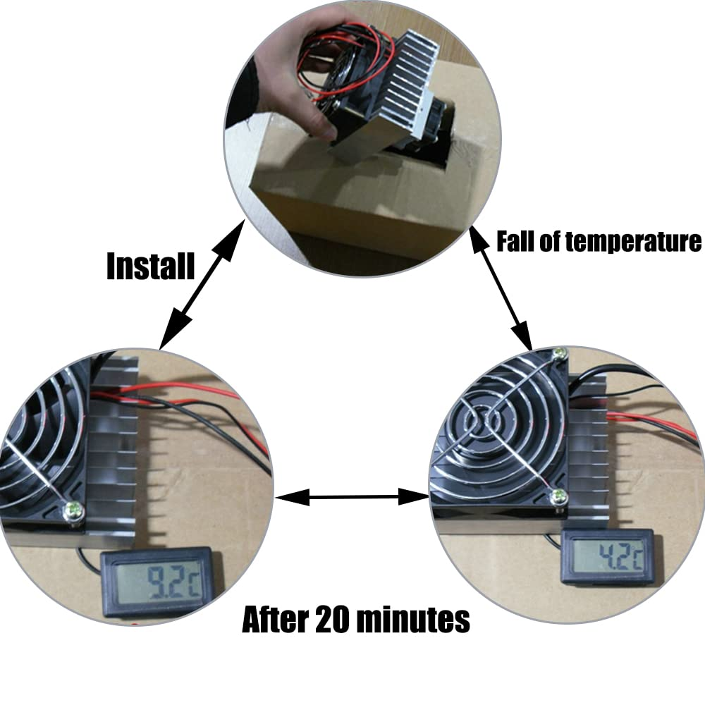 DC 12V DIY Thermoelectric Peltier Refrigeration Cooling System Kit Semiconductor Cooler Heat Sink Conduction Module Fridge Mini Air Conditioner Refrigeration (Single) image number 1