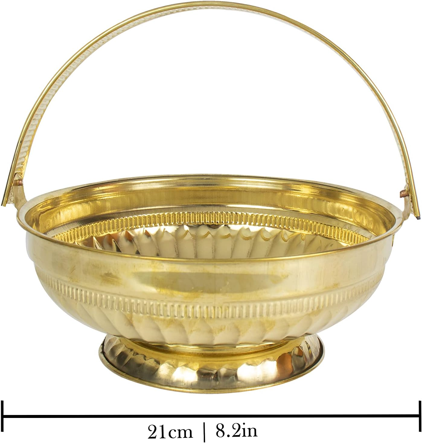 Traditional Handcrafted Lakshmi Brass Flower Basket for Pooja/Worship (Gold Leaf)