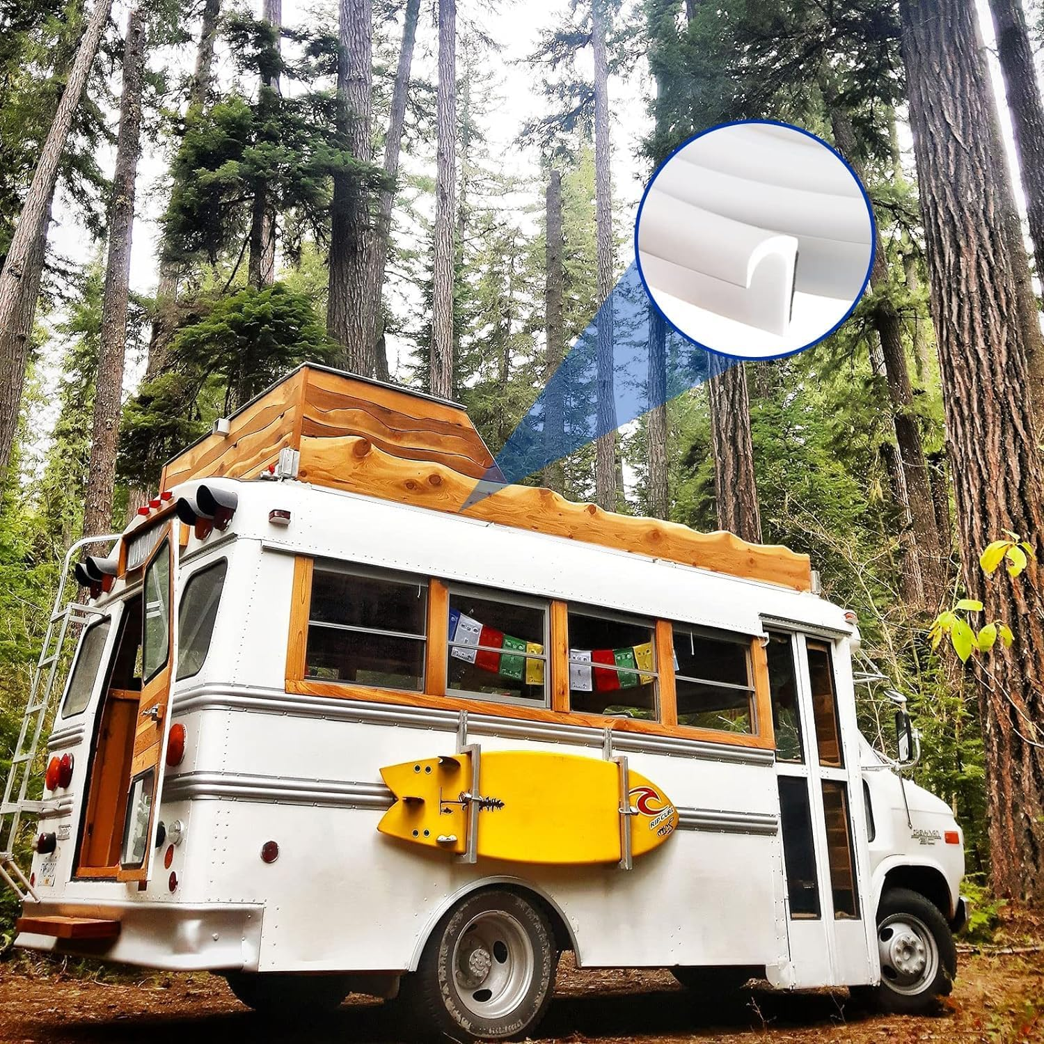 RV J-Shape Rain Gutter Rubber Drip Rail 40Ft, 1/2 Inch RV Trim Molding, Weather Stripping with Self-Adhesive, Roof Rain Diverter Fit for Car, Truck, RV, Boat and Home Application (White) - White image number 2