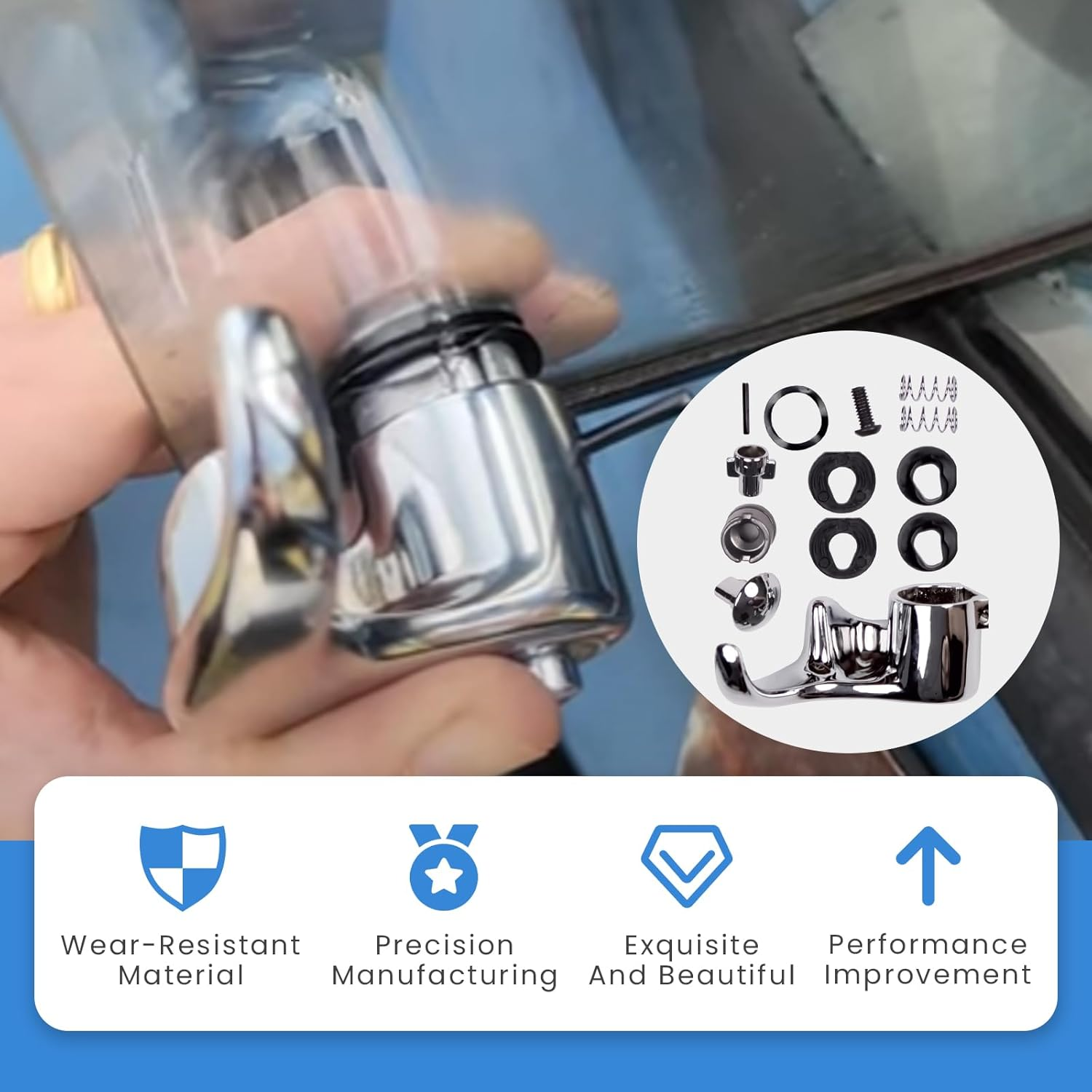 Left Locking Vent Window Handle Chrome Kits Compatible with Chevy GMC Blazer Jimmy Suburban 1973-1994(For Blazer C10 C1500 C20 C2500 C30 C3500 Truck,Jimmy K10 K1500 K20 K2500 K30 Truck) image number 4