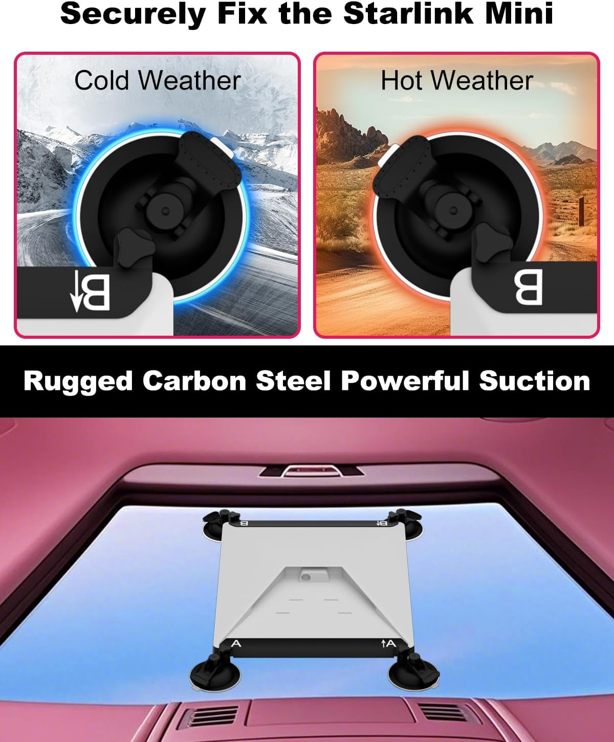 Mwin Starlink Mini Suction Cup Mount - Roof Rack Bracket for Starlink Mini Accessories for Windows and Sunroofs Compatible with Cars, Caravans, Boats and Trucks image number 6